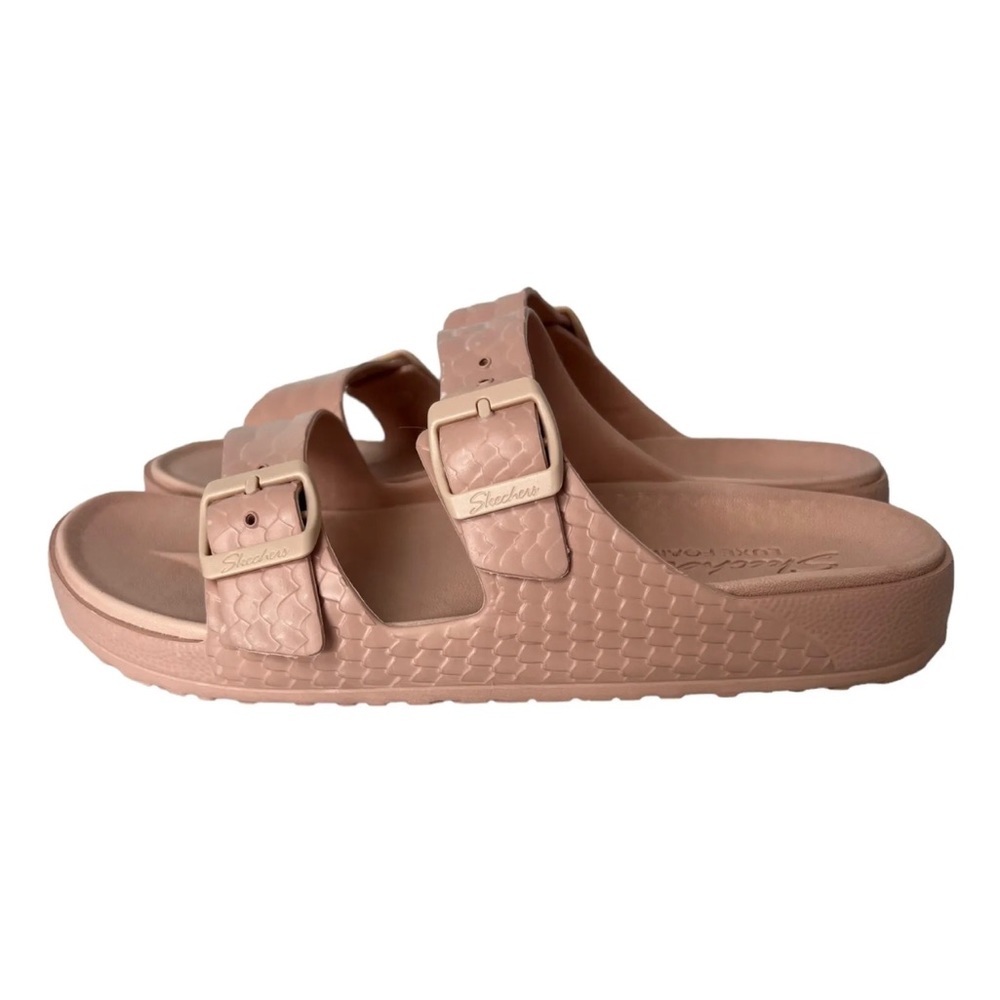 Skechers Luxe Foam Sandals Sliders Womens Size UK 8 Dusky Pink Buckle Fastening - Picture 4 of 12